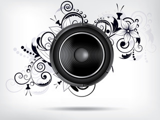 Obraz premium Abstract bckground with subwoofer and floral elements
