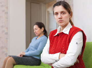 Quarrel of adult daughter and mother