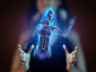 Obraz na płótnie Canvas uroczy radiografia kobieta na hologramie