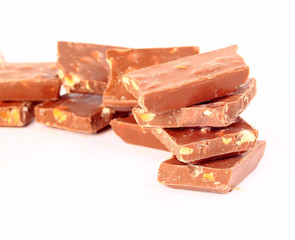 chocolate bars isolated on white background