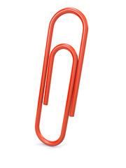 Red paper clip on white