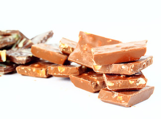 chocolate bars isolated on white background