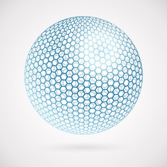 Abstract sphere of hexagons. background card