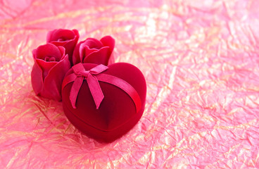 Red velvet Heart-shaped Gift Box with roses