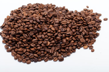 coffee beans close up isolated on white