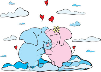 hanging elephants cute romantic background