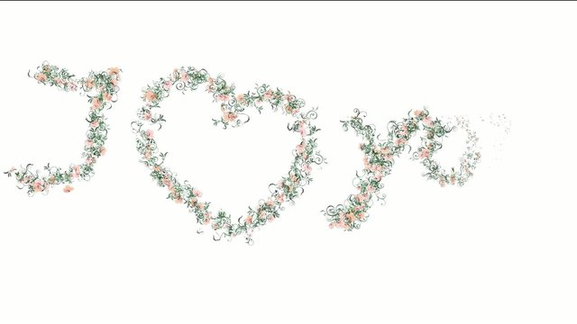 I Love You flowered animated words
