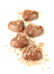 Chocolate hearts isolated on white