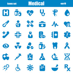 medical icons blue