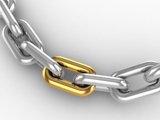 Silver chain with golden link