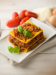 homemade vegetarian lasagne, selective focus