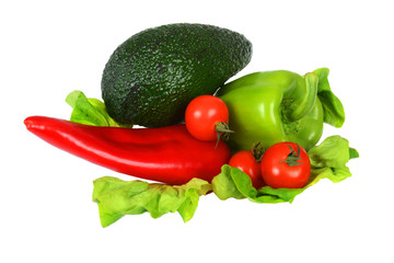 Fresh vegetables isolated on white