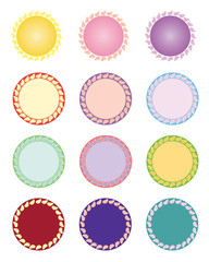 set of badges with frame made of butterflies