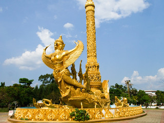 Golden wax sculpture at Tung Sri Muang park in Ubon Ratchathani