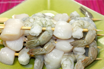 brochettes de fruits de mer