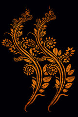 pattern of thai painting style from wood