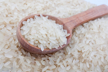 White rice in spoon