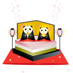 桃の節句　ひな祭り　パンダ　背景なし