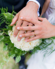 wedding rings with hands