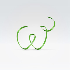 Obraz premium Thin green satin ribbon typeface