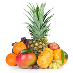 organic raw fruit isolated over white background