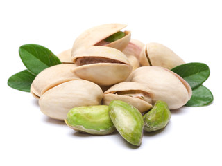 Pistachio nuts isolated on white background