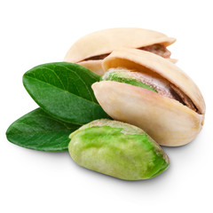 Pistachio nuts isolated on white background