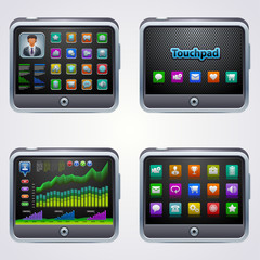 Touchscreen tablet pc with icons