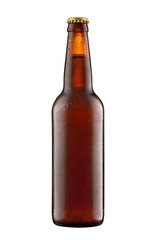Beer bottle with water drops + Clipping Path