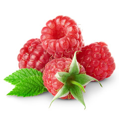 raspberries isolated on white background