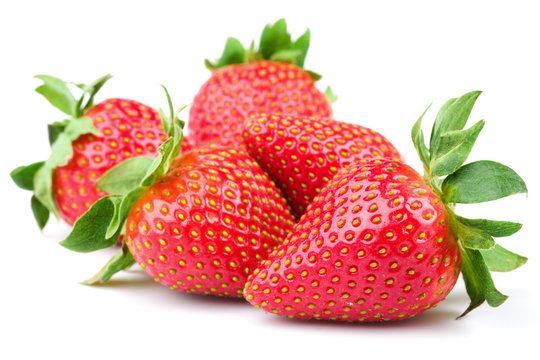 Fresh strawberry isolated on white background. Studio macro
