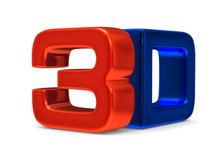 3D symbol on white background. Isolated image