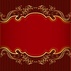 background with gold(en) ornament and red  band