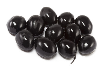 the fruits of the olive trees on a white background