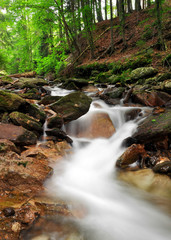 Waterfall in the national park Sumava-Czech Republic