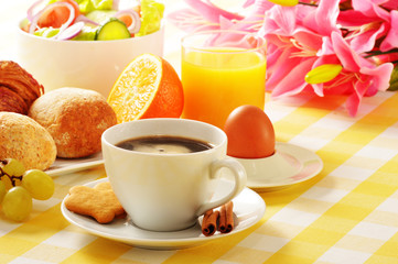 Composition with breakfast on the table