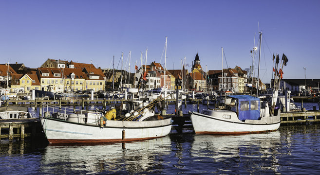 Faaborg harbour in Denmark
