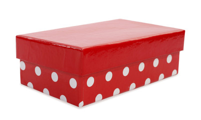Beautiful red gift box with white dots