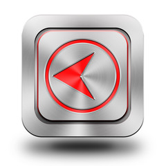 Arrow back aluminum glossy icon, button