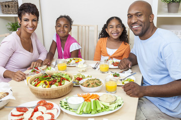 African American Parents Children Family Eating At Dining Table