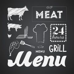 Illustration of a vintage graphic element for menu on blackboard - 49178535