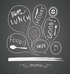 Illustration of a vintage graphic element for menu on blackboard - 49178542