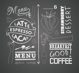 Vector set of design elements for the menu on the chalkboard - 49178544