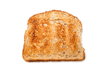 Wholemeal toast isolated on a white studio background.