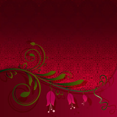 Flower wave red wallpaper vector background.