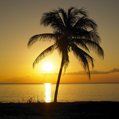 sunset over Caribbean Sea, Maria la Gorda, Cuba