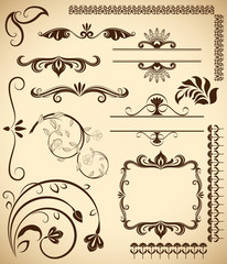 Floral vintage design elements