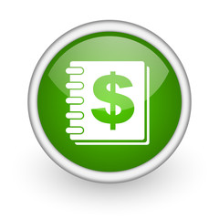 money green circle glossy web icon on white background