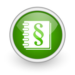 law green circle glossy web icon on white background