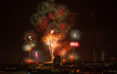 Firework of HuaHin Countdown on new year's eve, Thailand